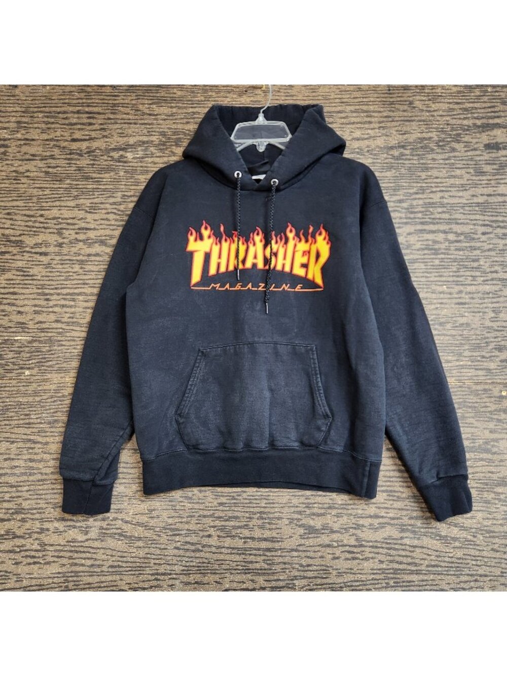 Vintage HEAVY WEIGHT Thrasher Flame Hoodie Men’s Small Black Skaters Y2K 90s